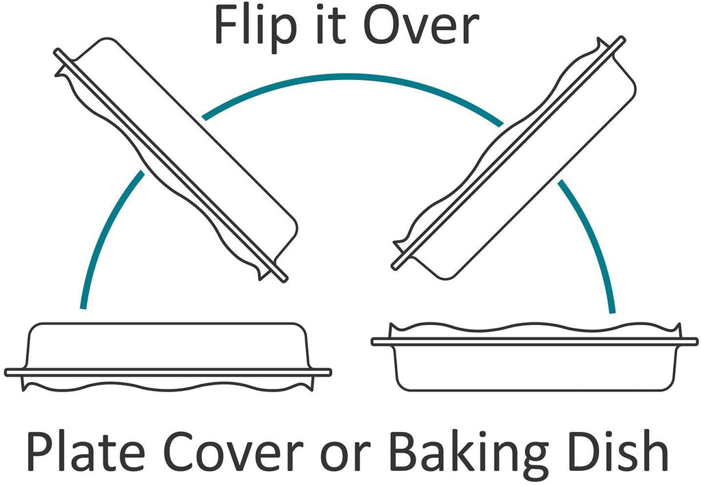 Safe 2-in-1 Cover 'n Cook Vented Glass Microwave Plate Cover and Baking Dish; Easy to Grip for Baking and Serving
