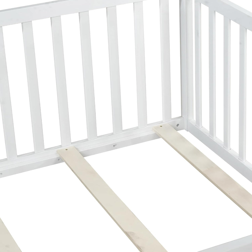 Full Size Floor Bed with Slats and Door