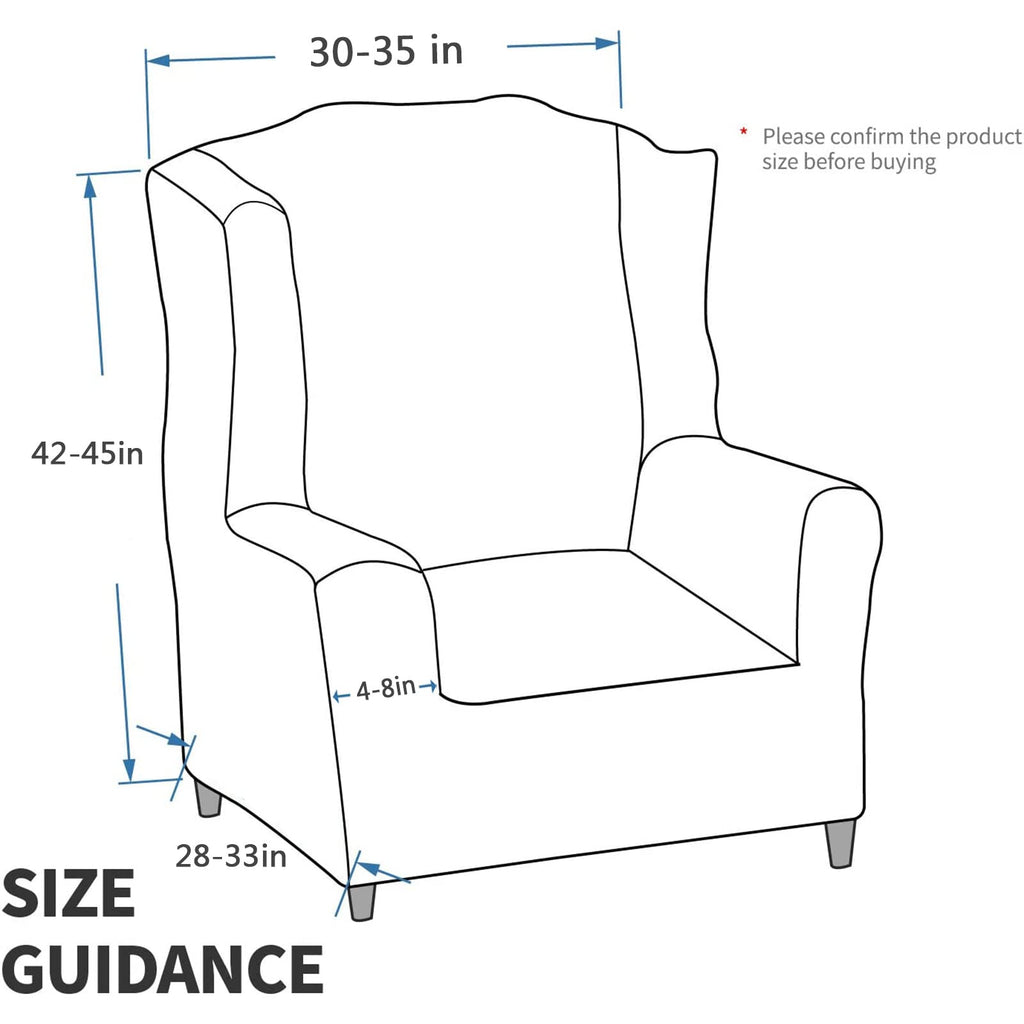 Wingback Chair Covers 1-Piece Stretch Wing Chair Covers Soft Thick Wingback Armchair Slipcover Non-Slip High Back