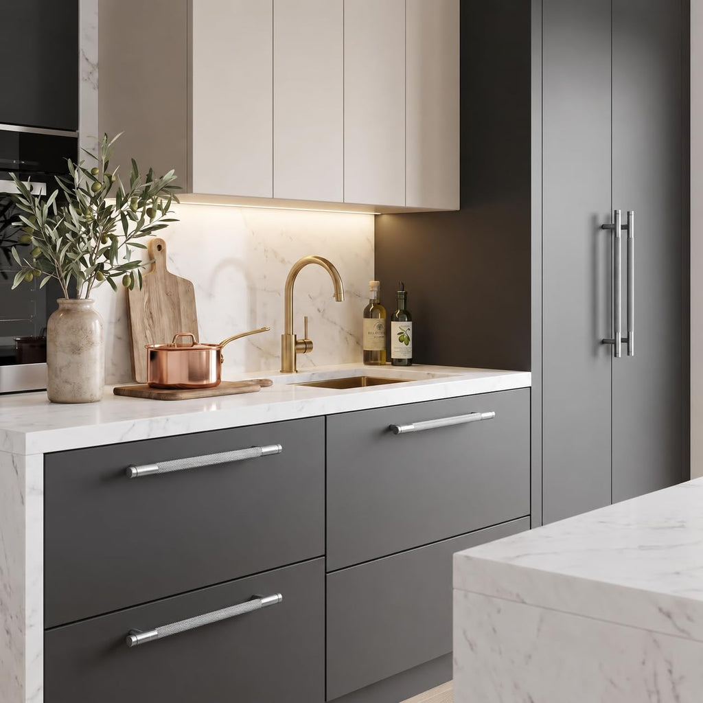 15 Inch(381mm) Drawer Appliance Handles Knurled Brushed Satin Nickel Cabinet Pulls Drawer Pulls Kitchen