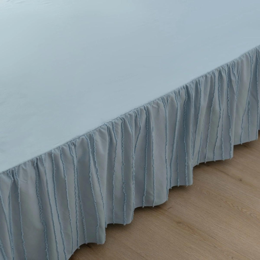 Bed Skirt Queen Size - Ruffled Bed Skirt - with Split Corners - Sky Blue