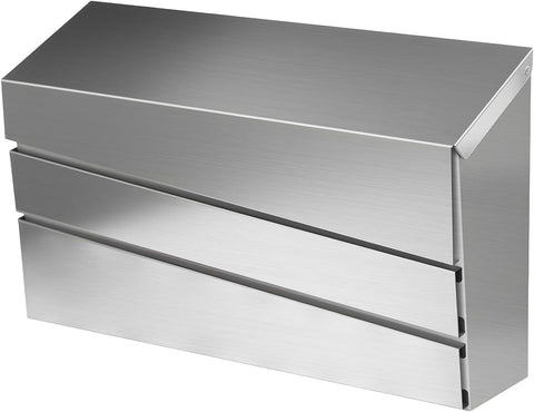 Wall-Mount Mailbox, Brushed Stainless Steel Panel, Rust Resistant Large Capacity House Mailbox