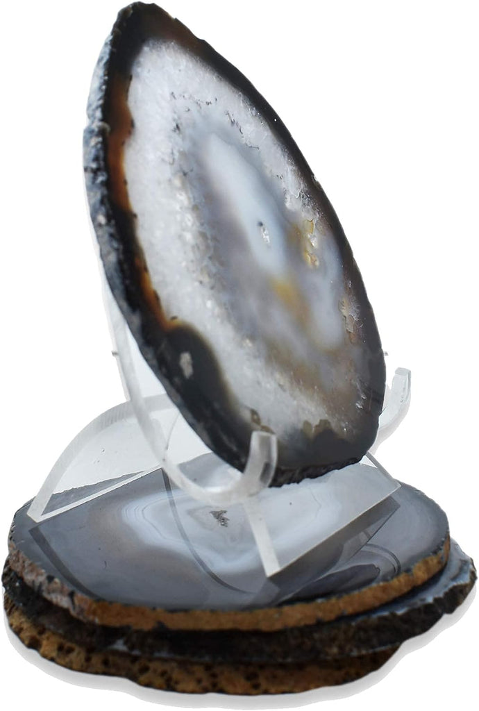Natural Agate Stone Coasters Polished Geode Drink Mats for Dining & Coffee Table & Kitchen Decor No Dye - Set of 4