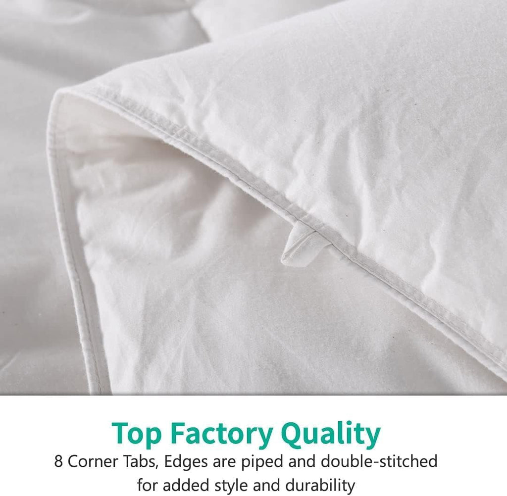 Down Comforter Queen, All Season Duvet Insert, 100% Organic Cotton Cover