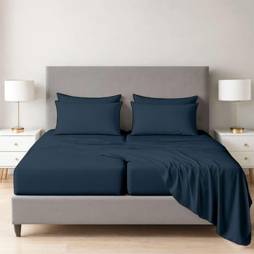 7 Piece Split Bed Sheet Set, Ultra Soft & Wrinkle Free, Fits Between 12" to 16" Deep, Easy Care