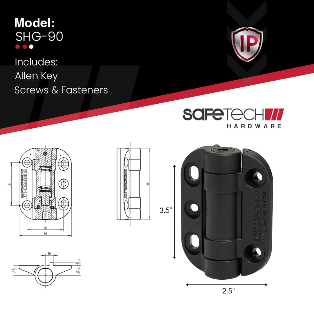 Self Closing Gate Hinges | Self-Aligning Heavy Duty Spring Hinge | Adjustable Tension | Pool Safety Hinges