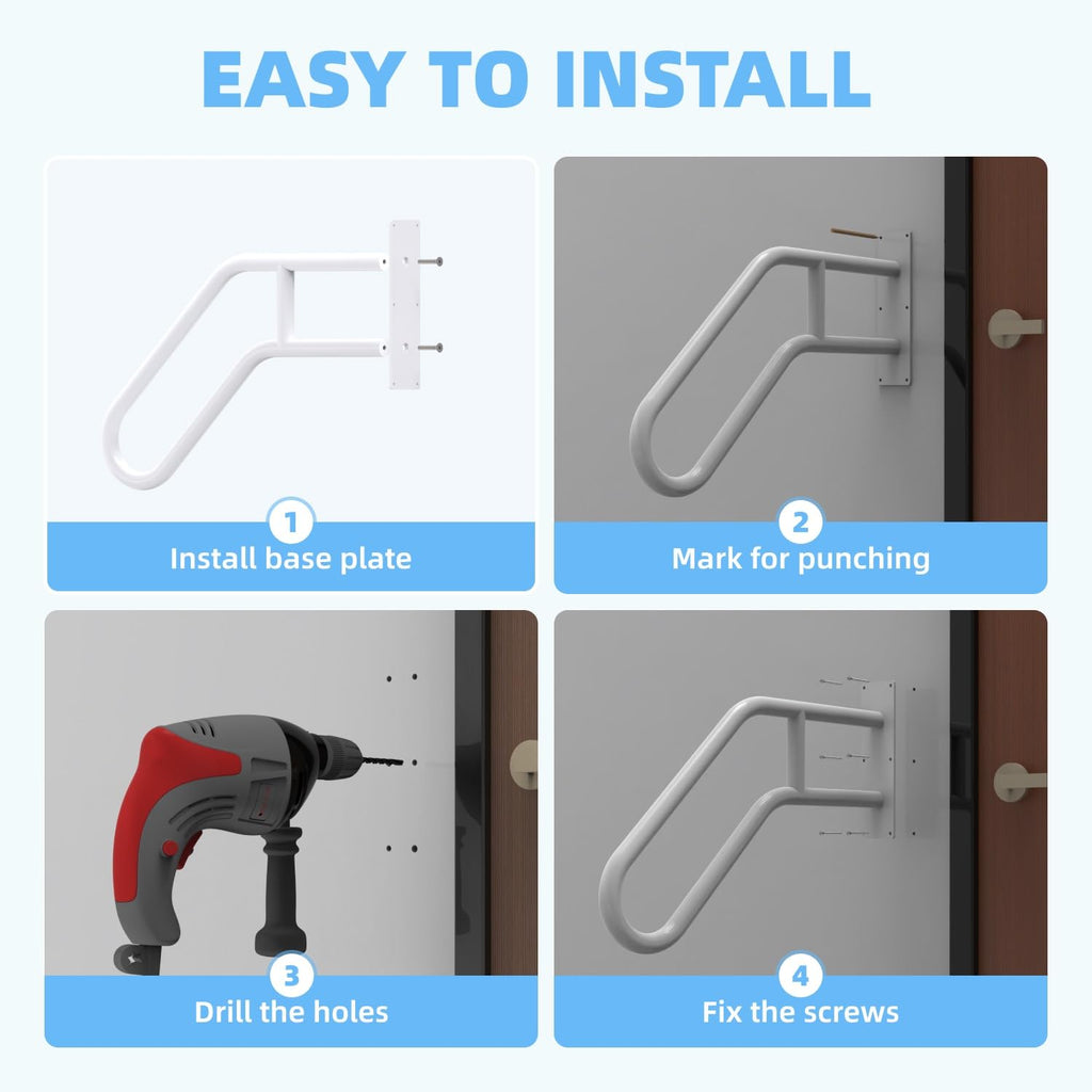Handrails for Outdoor Steps Wall Mount, Railings for 1-3 Steps, U-Shaped Handrail with Powder Coated Finish, Stair