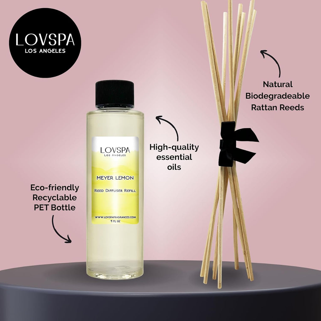 Meyer Lemon Diffuser Oil - Luxury Essential Oils for Diffuser Refill & Air Freshener Room Spray - Long-Lasting & - Set of 4