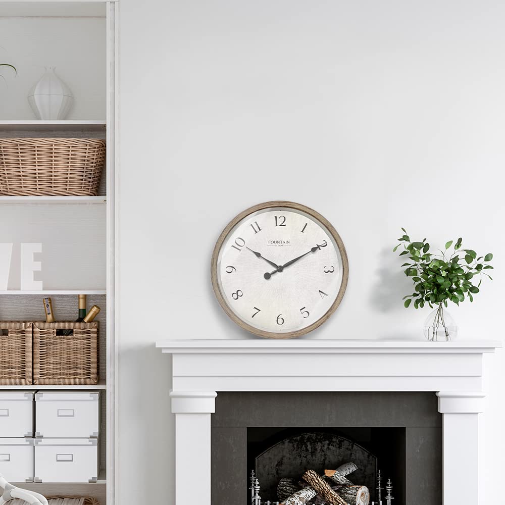 10" Silent Modern Farmhouse Wall Clock, Gray Oak Finish