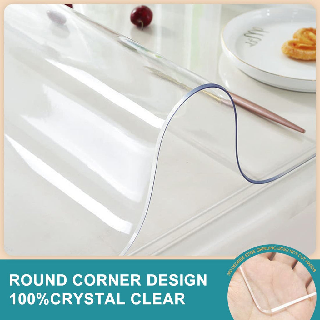 Clear Plastic Table Top Protector PVC Tablecloth Cover Vinyl Cloths Easy Clean Waterproof Wipeable Furniture Topper