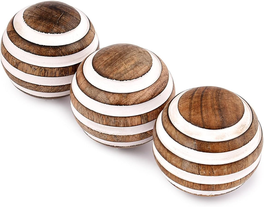 Decorative Balls Mango Wood for Centerpiece or Individual Use Ideal for Use in Living, Dining Room, Coffee Table (3" - Set of 3
