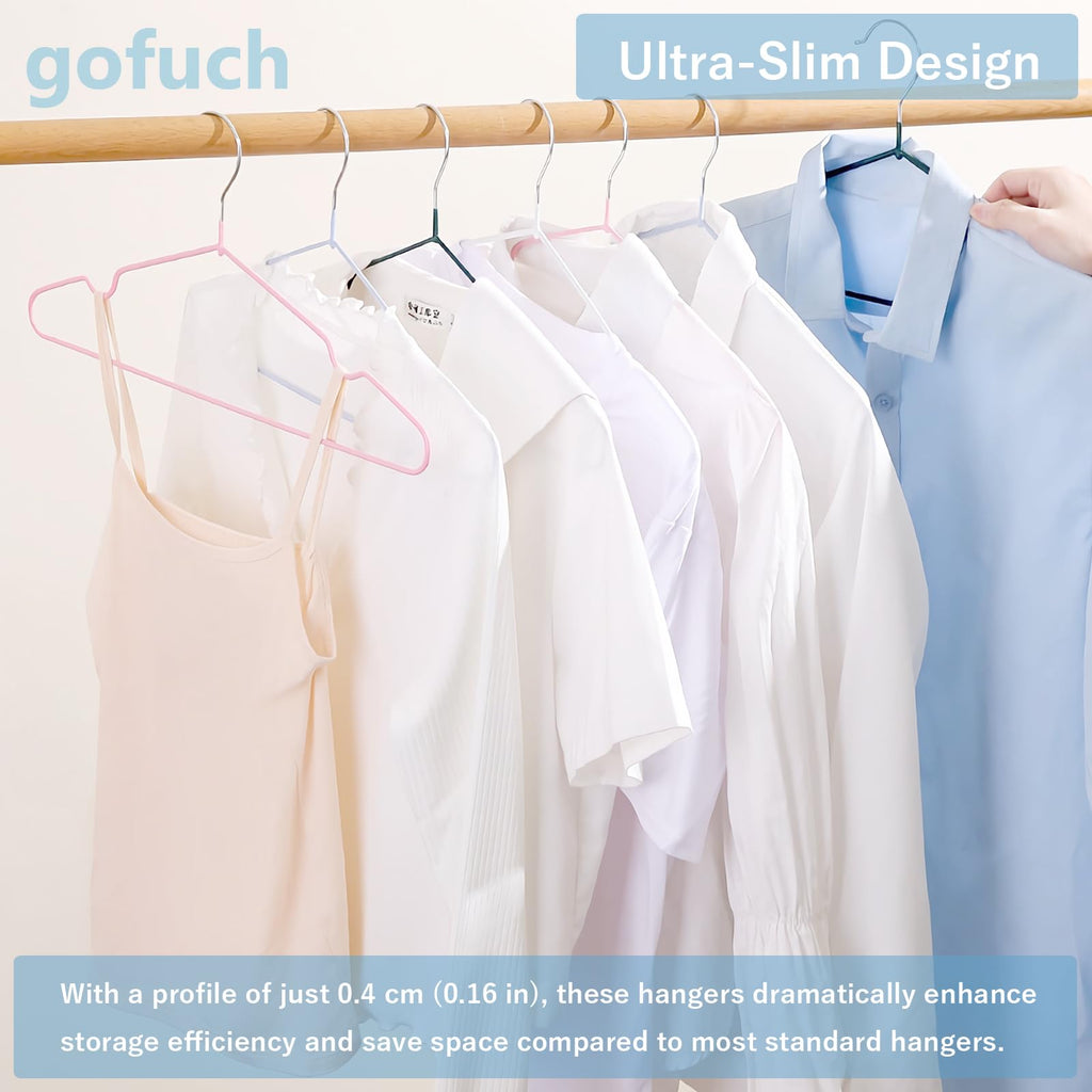 Hangers Non-Slip PVC Coated Ultra-Thin Metal Hangers, 20 Pack Space Saving Clothes Hangers for Closet, 16 inch Wide