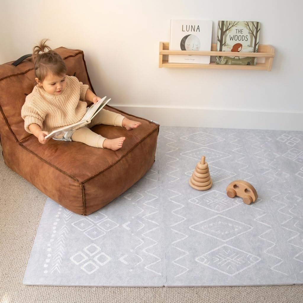 Play Mat for Floor - 4x6ft Gray | Soft Non Toxic Premium EVA Foam Tiles for Tummy Time, Crawling & Playroom
