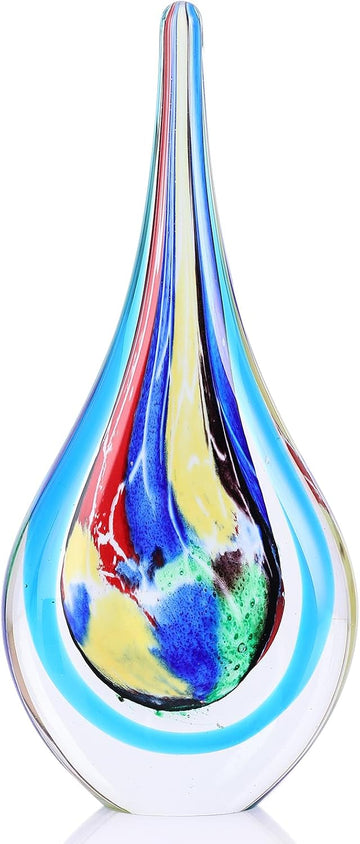 Hand Blown Glass Sculpture, Unique Mediterranean Style Decor, with Crystal-Like Finish, Decorative