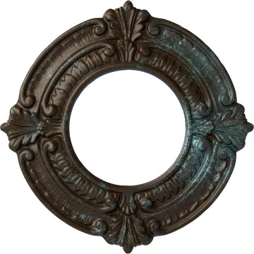 9" x 4-1/8" x 5/8" Benson Ceiling Medallion, Bronze Blue Patina