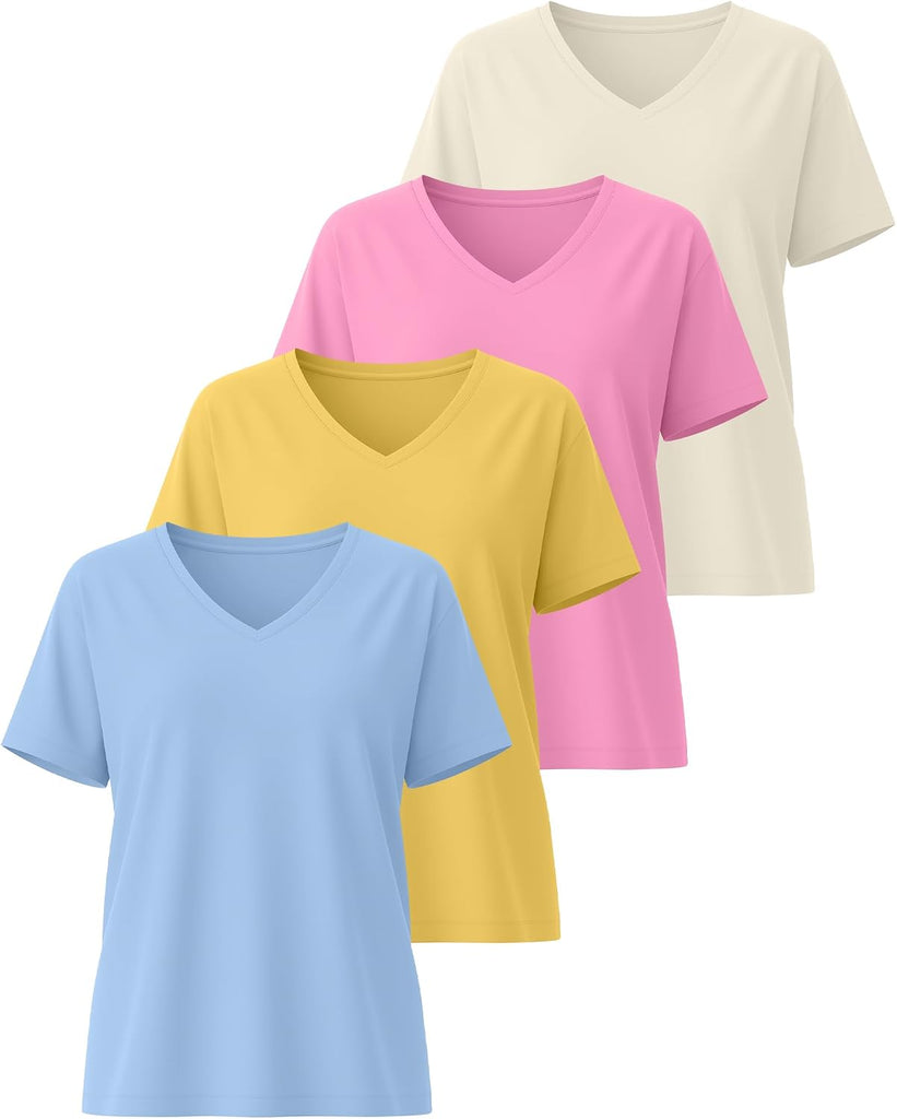 4 Pack Girls V Neck T Shirts Kids Tops