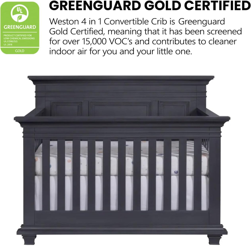 4-in-1 Convertible Baby Crib, Midnight Slate, Green Guard Gold Certified