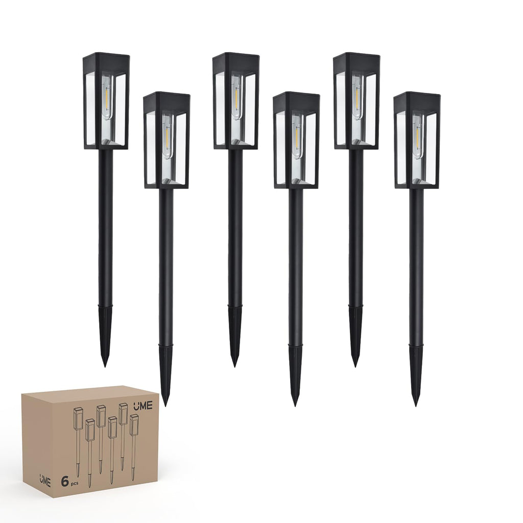 6 Packs Solar Pathway Lights Outdoor, Glass Metal Led Garden Landscape Lightings, 3000K Warm White, Waterproof