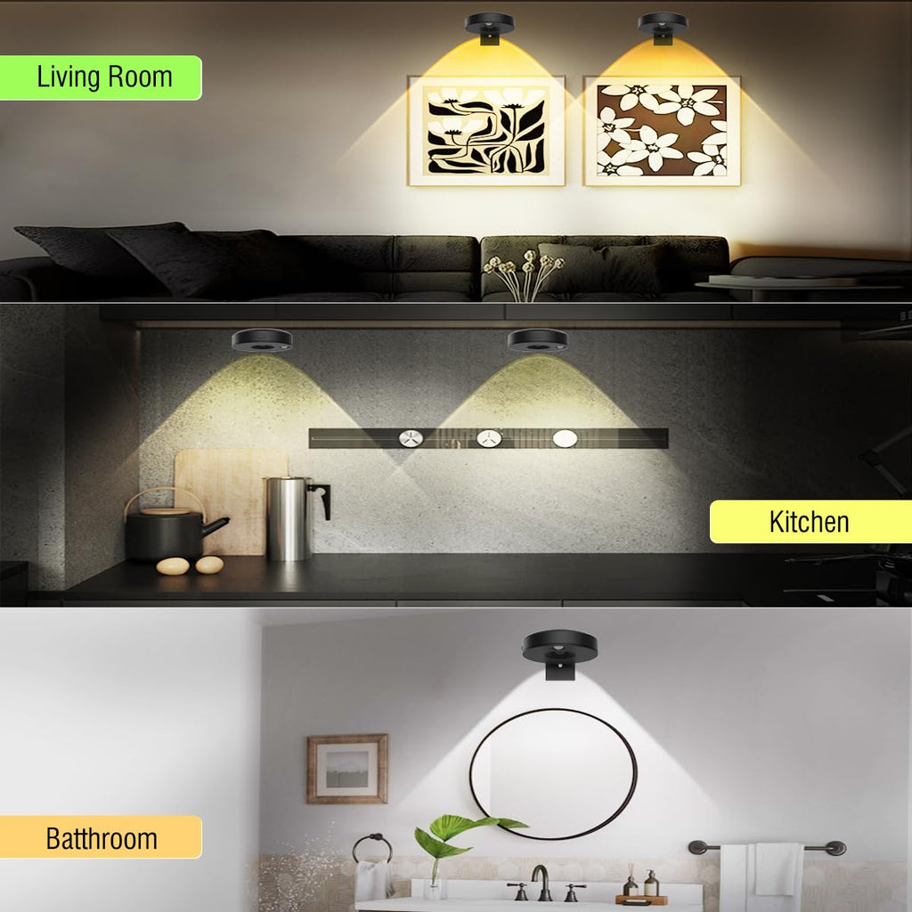 6Pack Wireless Picture Lights for Wall Rechargeable Battery Picture Frame Light with Remote LED Magnetic Art Display