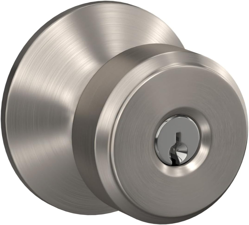 Bowery Keyed Entry Door Knob, Interior/Exterior, Satin Nickel