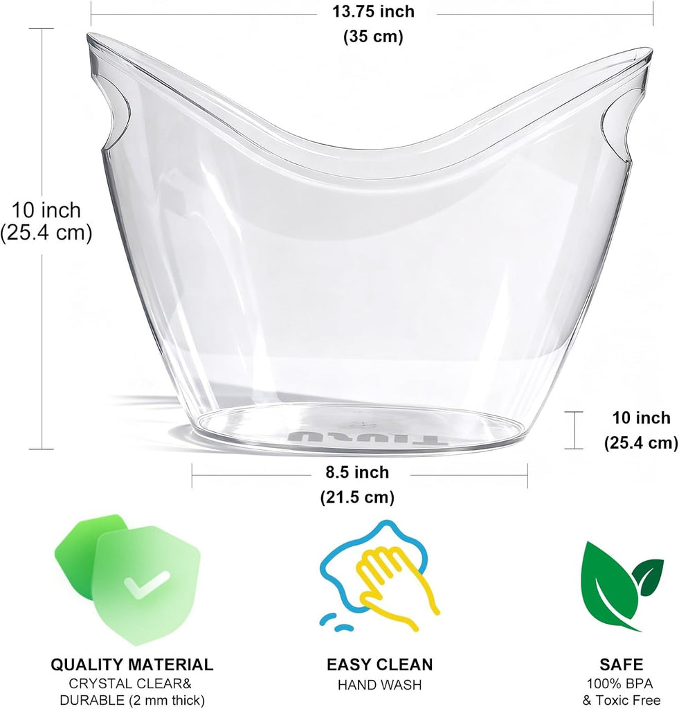 8L Extra Large Clear Acrylic Ice Bucket, 2 Pack - Set of 2