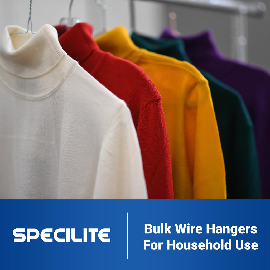 Metal Wire Clothes Hangers Bulk 50 Pack with Grooves, Silver