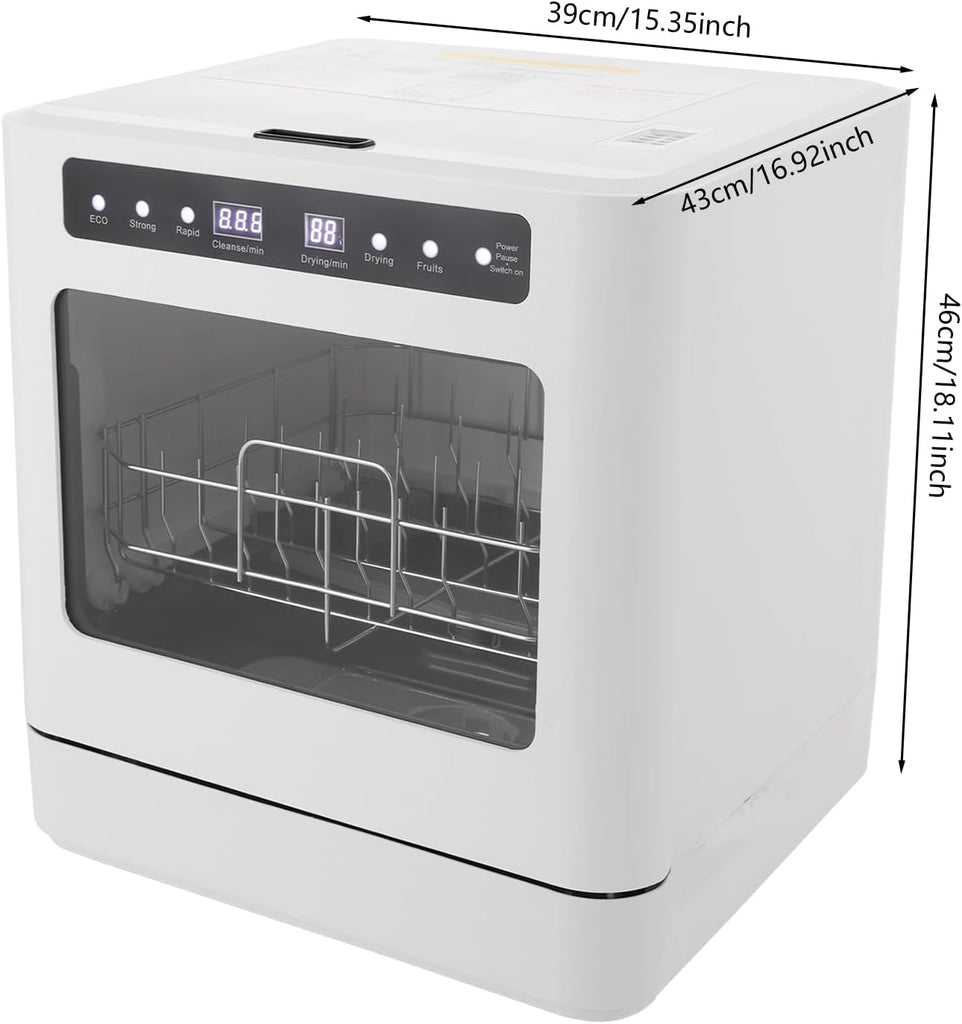 Countertop Dishwasher 800W Portable Mini Dishwasher 6.8L/1.8 Touch Controls Gallon Portable Dishwasher Countertop with