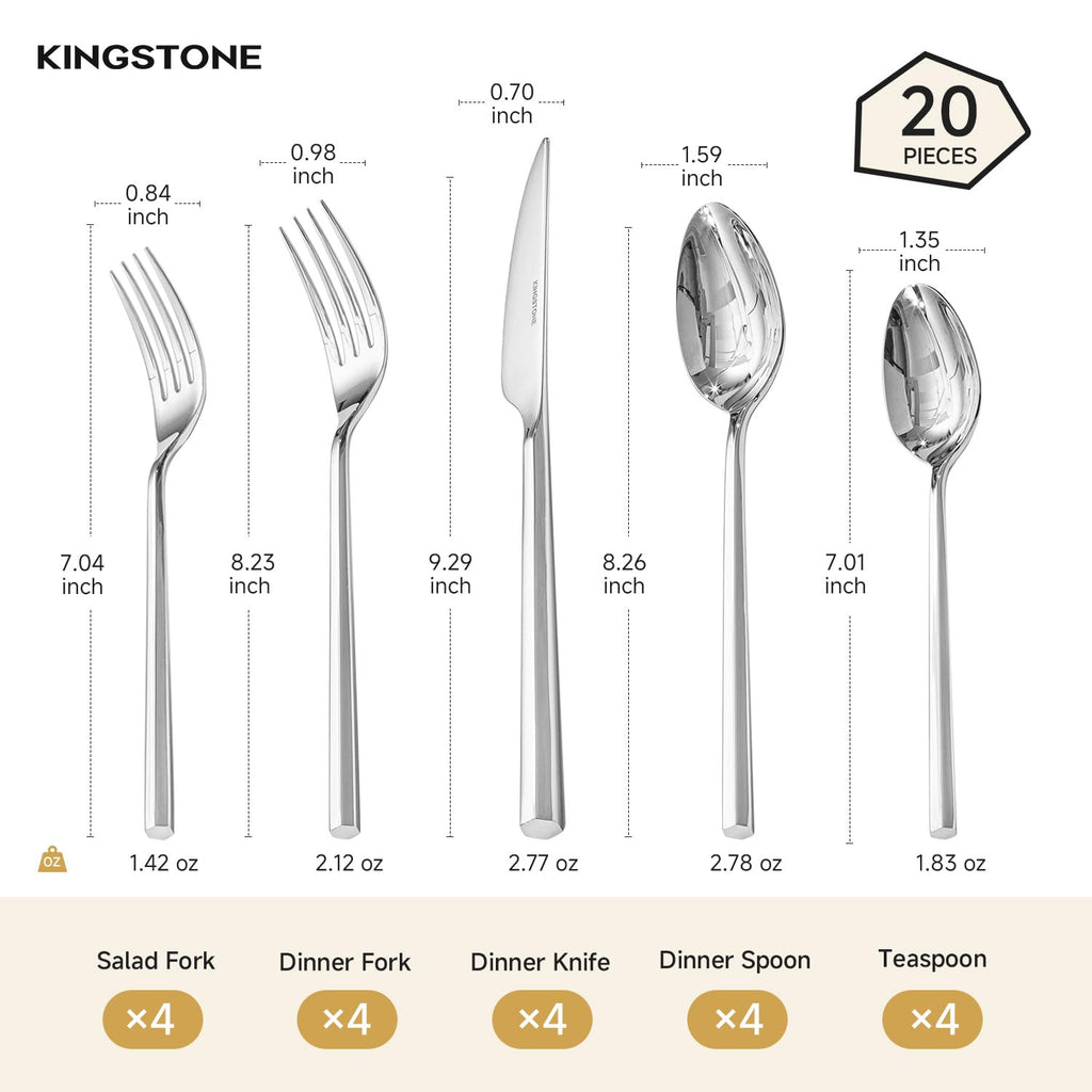 20-Piece Silverware Set, 18/10 Stainless Steel