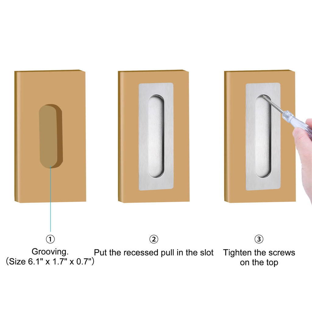 7 Inch Recessed Pocket Door Pull Sliding Door Handle Hardware