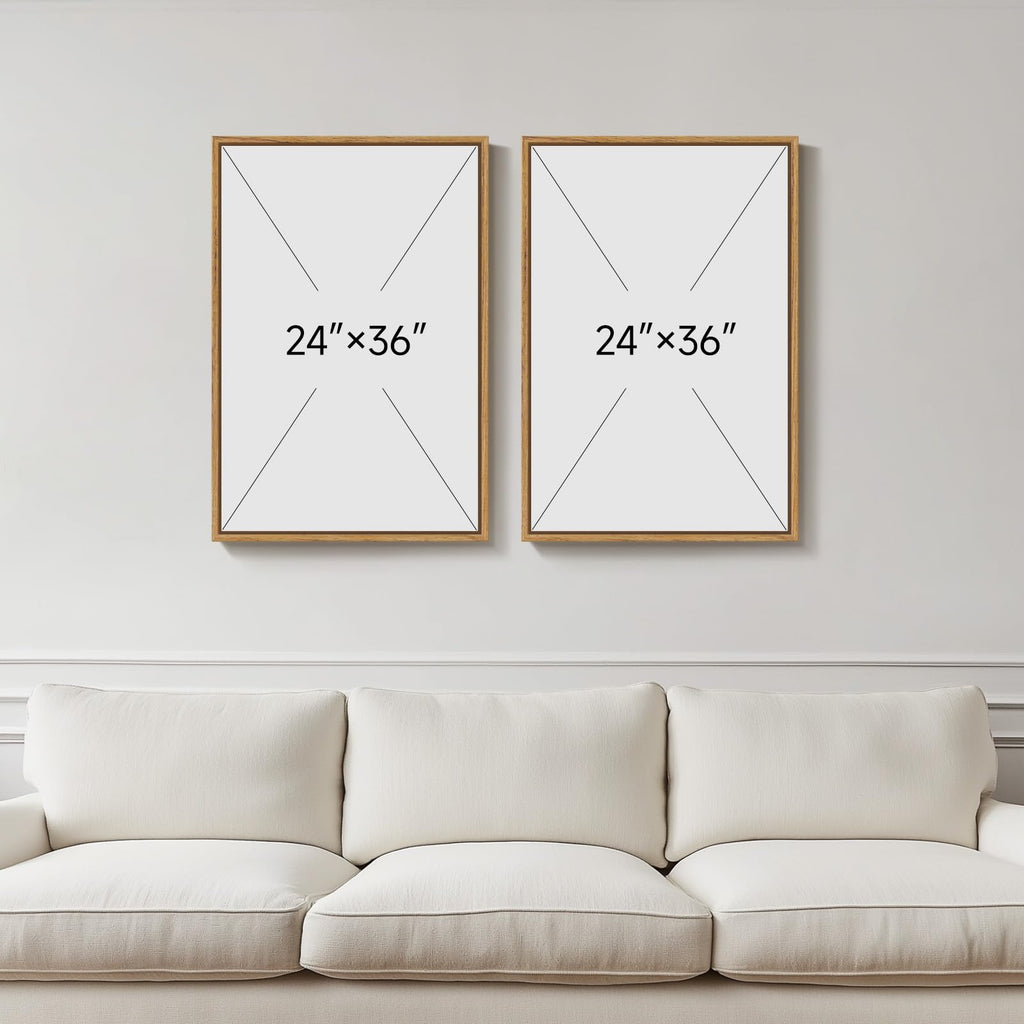 Large Framed Boho Mid Century Modern Wall Art, 24x36 Inch