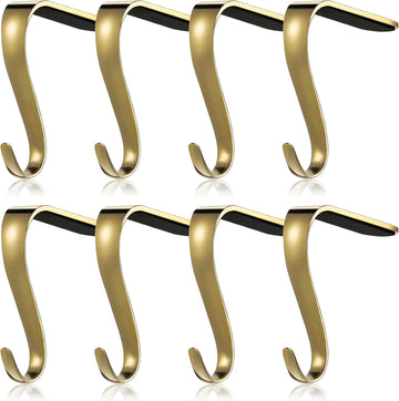 8 Pcs Christmas Stocking Holders Metal Mantel Stockings Hangers,Gold
