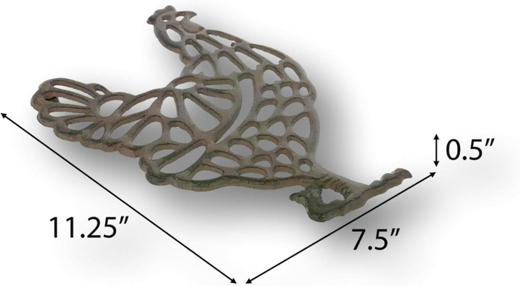 Cute Heavy Metal Cast Iron Kitchen Countertop Trivet Home Decor (Dark Brown Rooster)