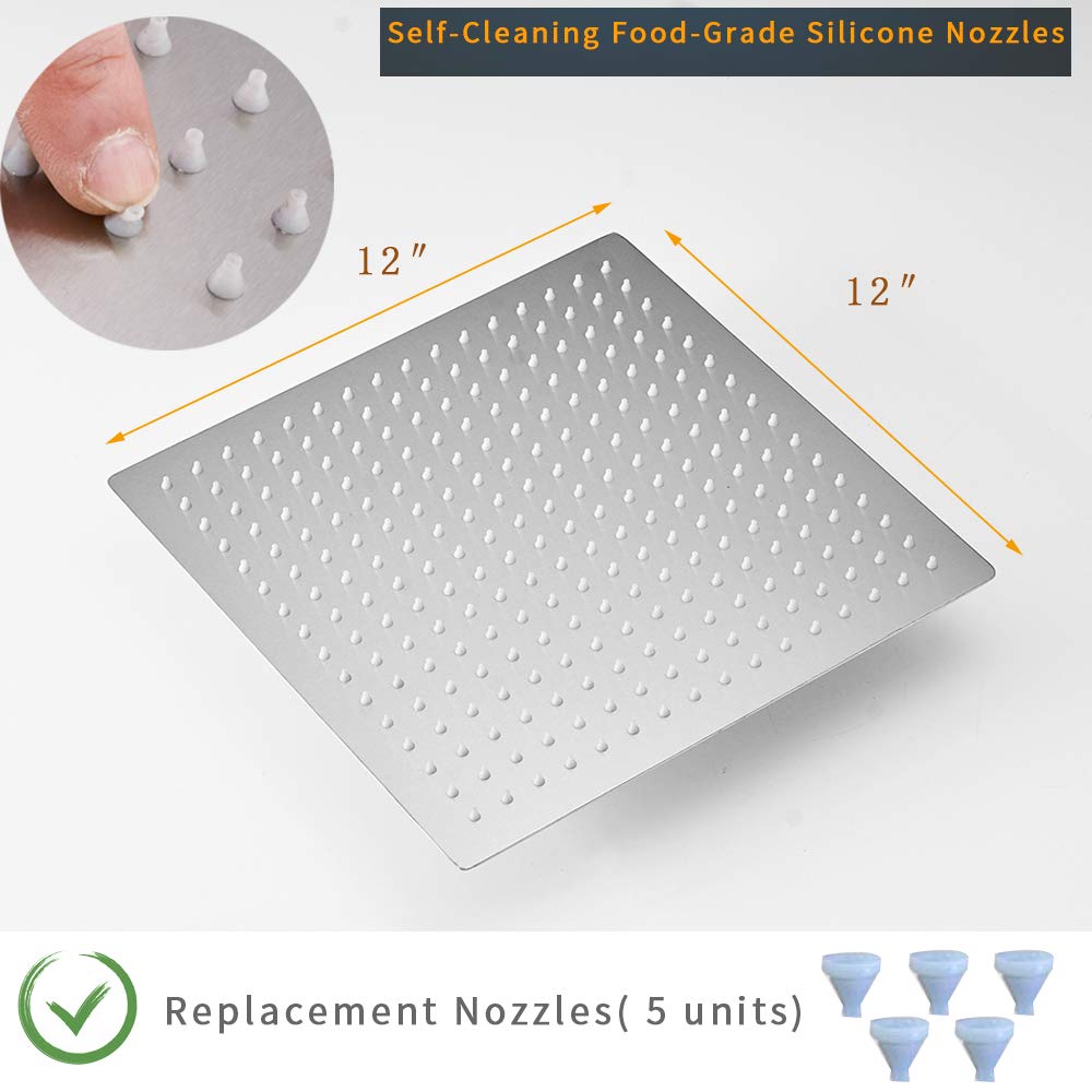 12" Rain Shower Head High Pressure Rainfall Shower Head Brushed Nickel