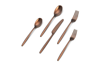 Ava Flatware Flatware non toxic 18/10 stainless steel dishwasher safe (Matte Rose Gold, 12 Person Set (60 Pieces))