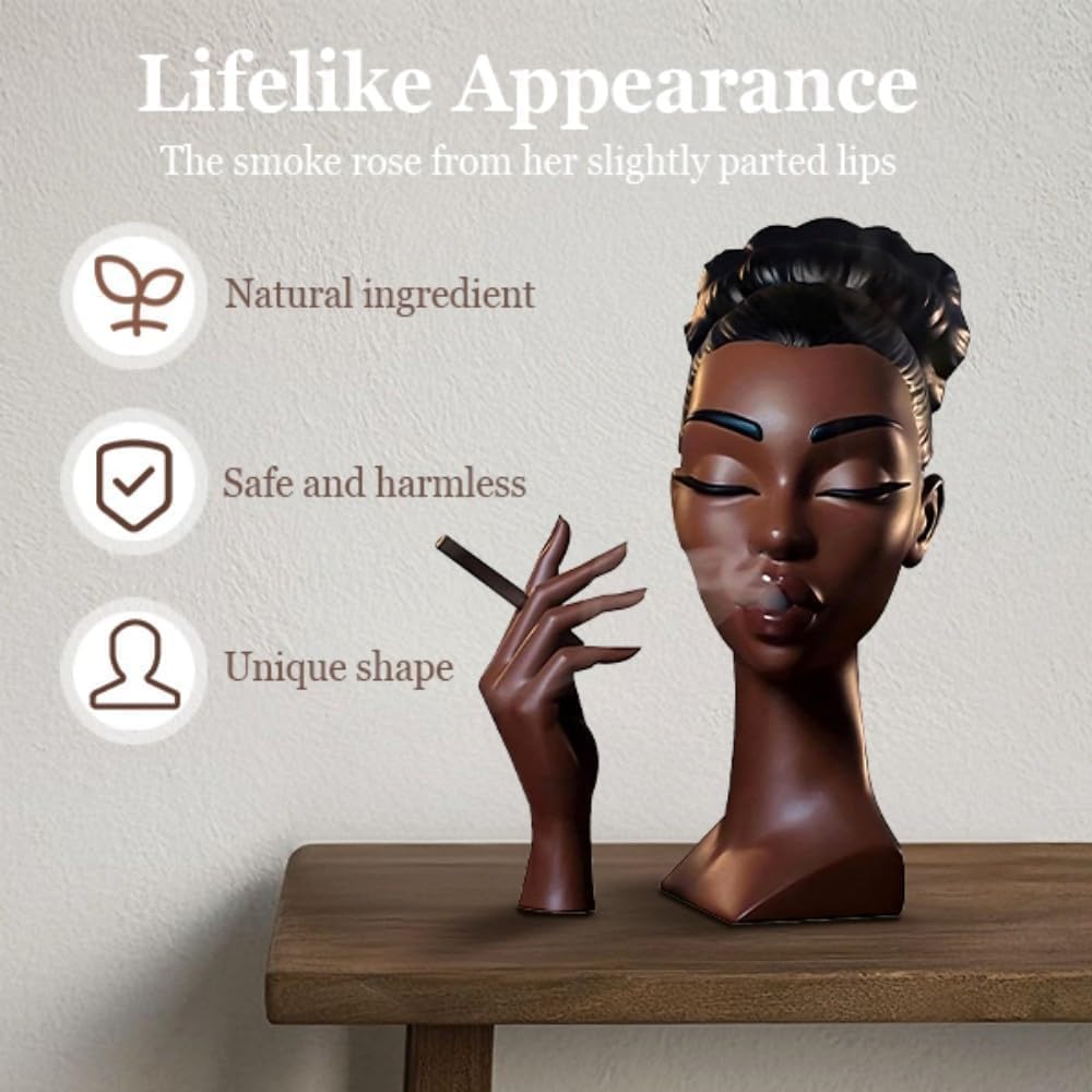 Elegant Head Incense Black Woman Burner - Stylish Incense Holder Black Women for Modern Home Decor - Unique Gifts