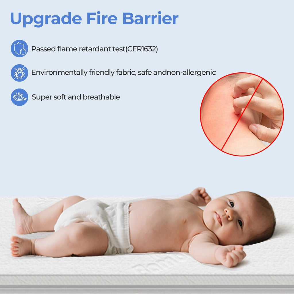 47x23.6 Bedside Crib Mattress: 2" Thick Dual Sided Gel Memory Foam Bassinet Mattress Fit for ADOVEL/BabyBond/ELEMARA