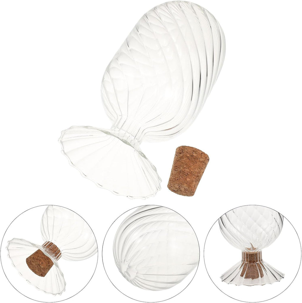 Glass Match Cloche Holder with Cork Stopper for Fireplace and Dining Table, 7.1x3.5 Inch Glass Container Keeps