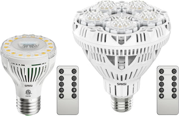 Dimmable Full Spectrum Grow Bulb with Remote Control, High PPFD, Auto On Off Timing 4 8 12 Hrs