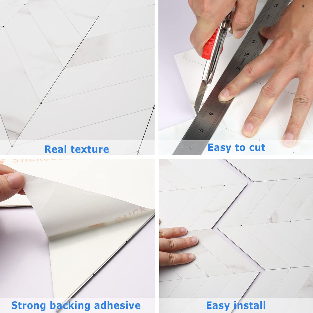 Herringbone Tile Peel and Stick Backsplash