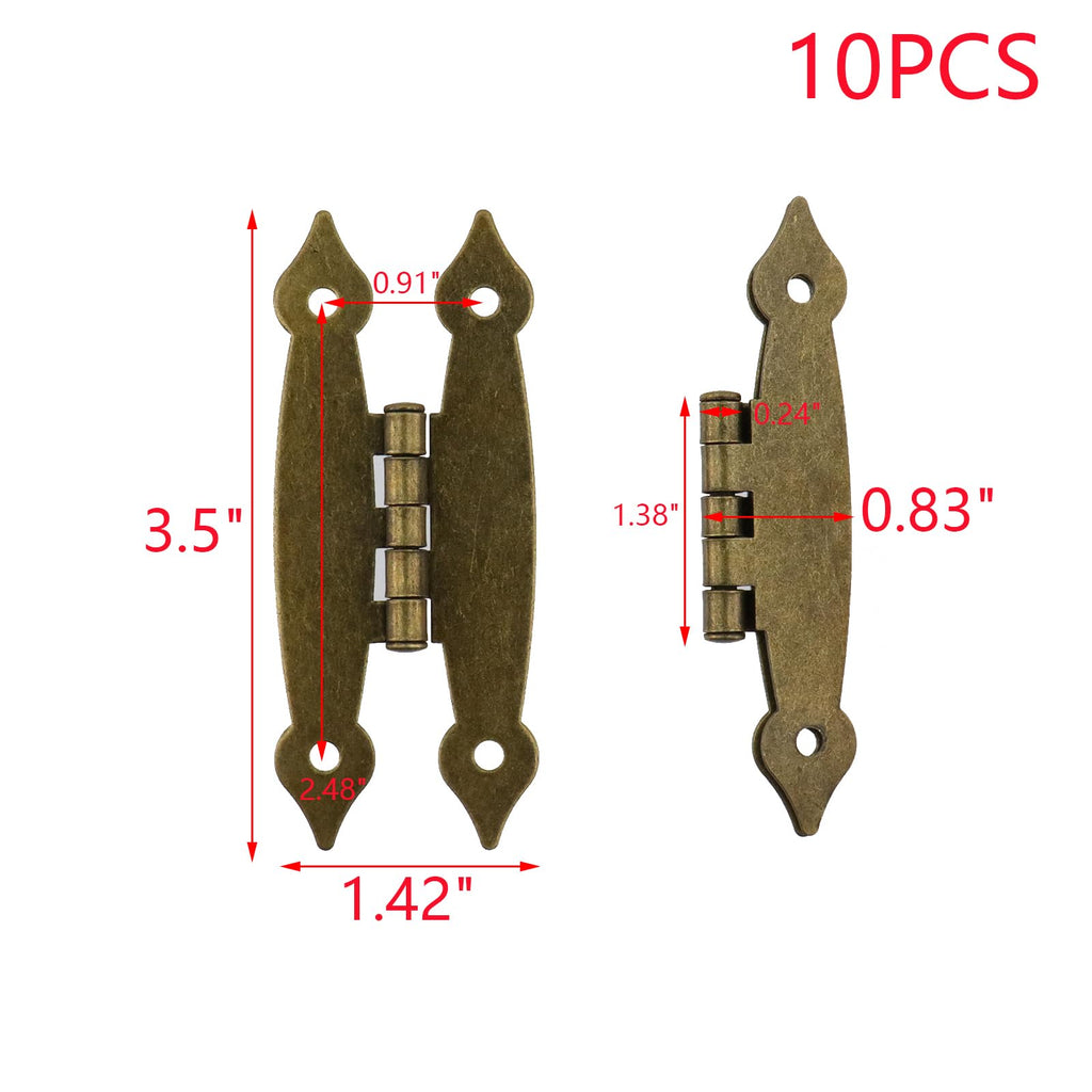 10PCS Antique H Hinges, 3.5 Inch