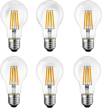 E26 LED Light Bulbs,40 Watt Equivalent,Warm White 2700K Classic Clear Glass A19 LED Filament Bulb Non-Dimmable,Pack