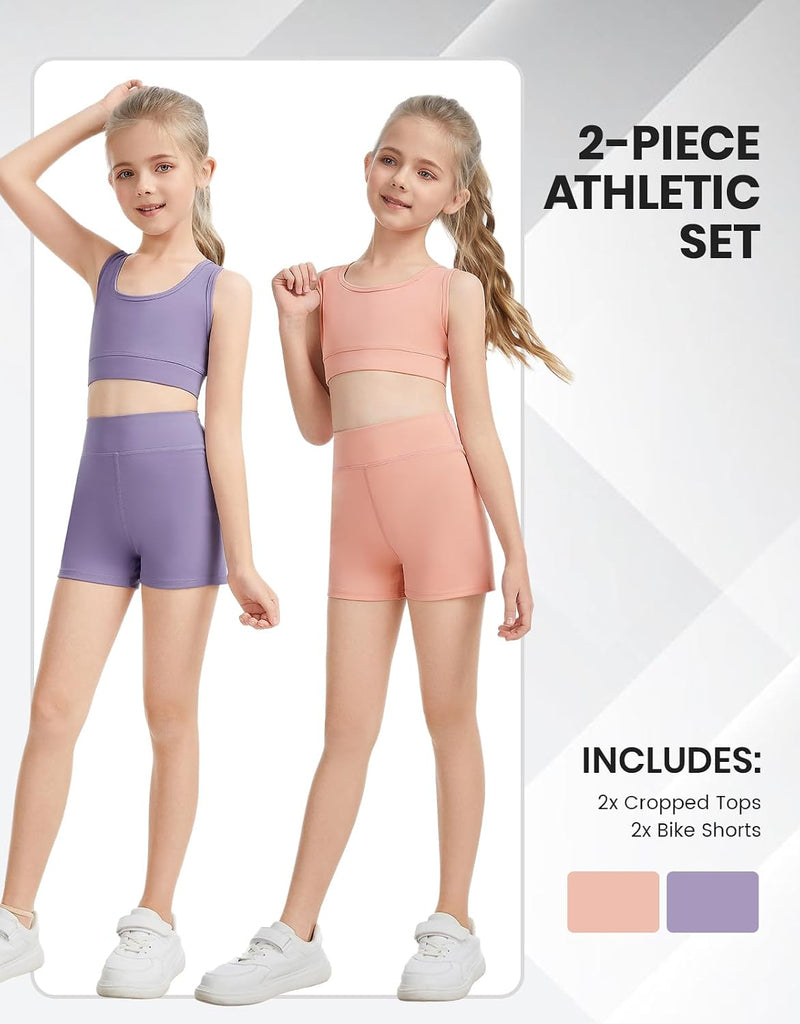 Big Girls' Workout Set, Crop Tank Top and Shorts