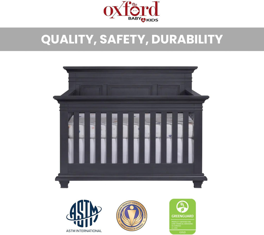 4-in-1 Convertible Baby Crib, Midnight Slate, Green Guard Gold Certified