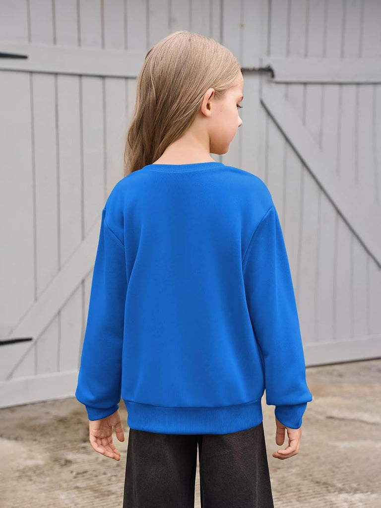 Girls Long Sleeve Sweatshirts Kid Crewneck Loose Fit Pullover