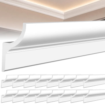 16 Pack 63FT Ceiling Crown Molding Trim with Hidden LED Light Channel