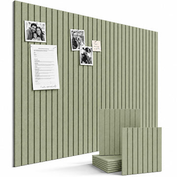 Ribbed Felt Bulletin Board Tiles, 6 Pack Sage Green Cork Board Alternative for Walls, 36 x 24 in Grooved Felt Wall