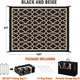 Outdoor Rug Waterproof 8x10 ft Outdoor Carpet Patio Rug Mat Reversible RV Camping Rug Plastic Straw 