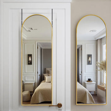 Arched Over Door Full Length Hanging Mirror 50x16 Gold