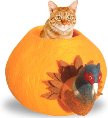 Deluxe Felted Cat Cave, 100% Natural, Eco-Friendly and Wool Cat Bed - Large Cozy and Comfortable Felt Cat Caves