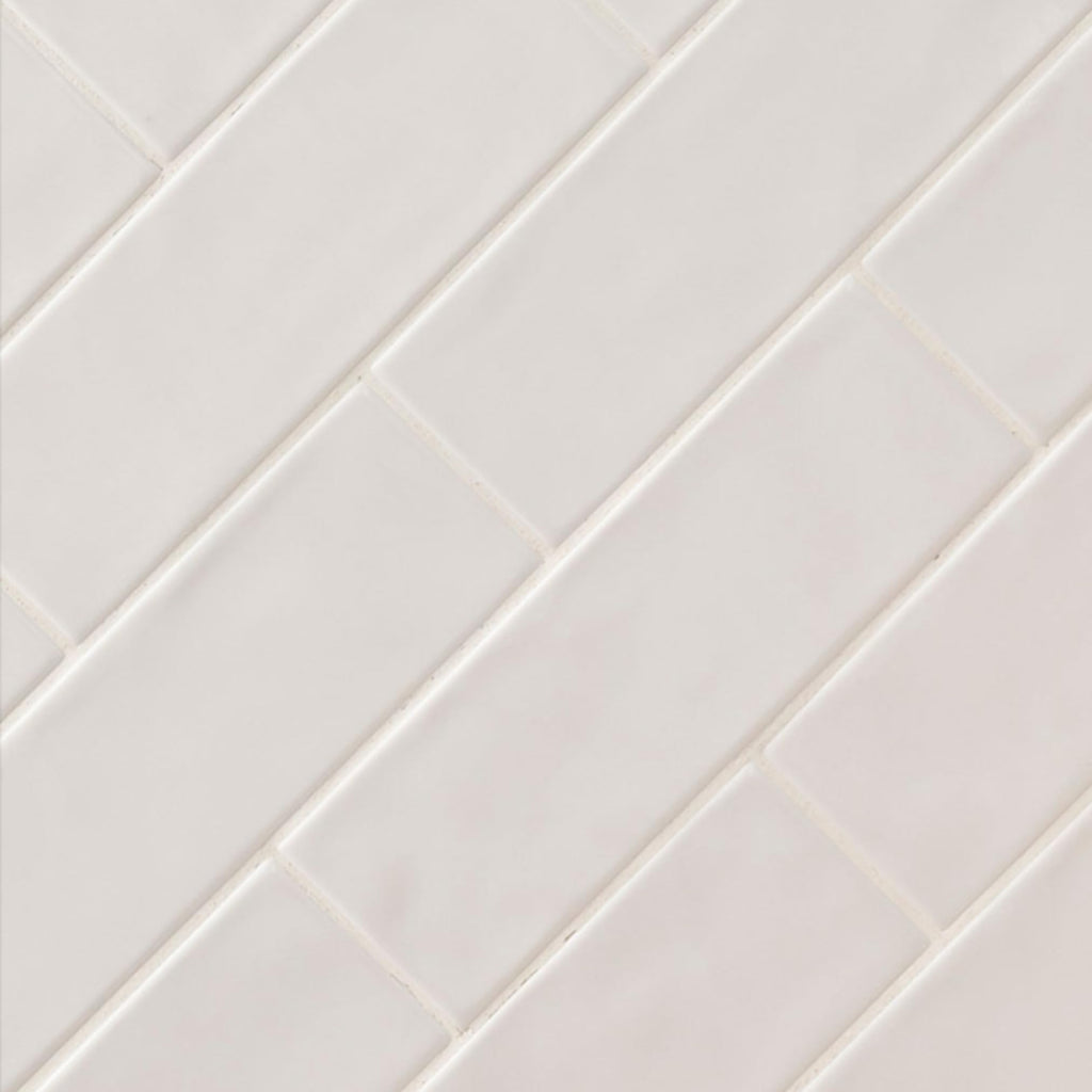 White Glossy Ceramic 4x12 Subway Wall Tile, 1 Piece